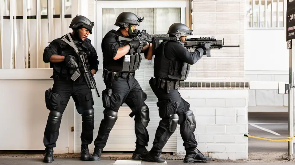 Professional SWAT Officer in Tactical Action