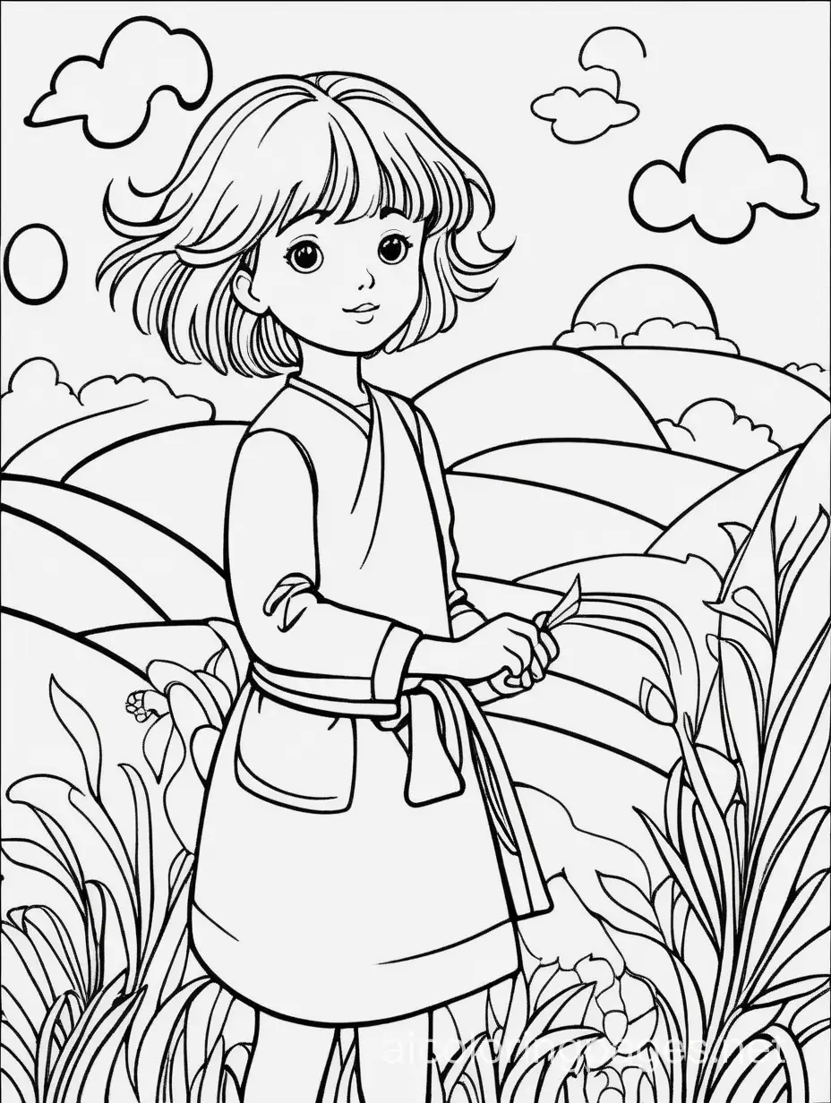 wind, watercolor in the style of Shin Jong Sik, Coloring Page, black and white, line art, white background, Simplicity, Ample White Space. The background of the coloring page is plain white to make it easy for young children to color within the lines. The outlines of all the subjects are easy to distinguish, making it simple for kids to color without too much difficulty, Coloring Page, black and white, line art, white background, Simplicity, Ample White Space. The background of the coloring page is plain white to make it easy for young children to color within the lines. The outlines of all the subjects are easy to distinguish, making it simple for kids to color without too much difficulty