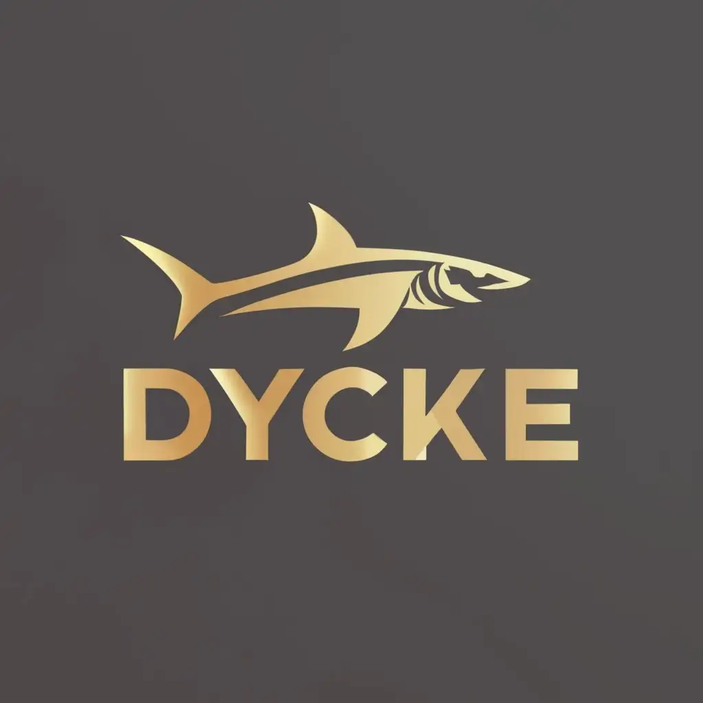 logo, Gold logo of a shark, with the text "DYCKE", typography, be used in Technology industry