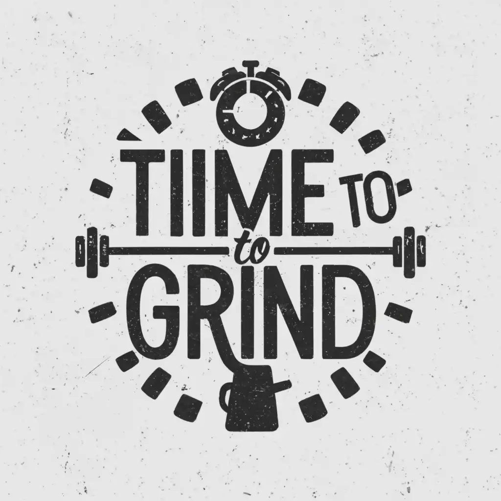 LOGO-Design-For-Time-to-Grind-Clock-Symbol-with-Minimalistic-Design-for-Sports-Fitness-Industry