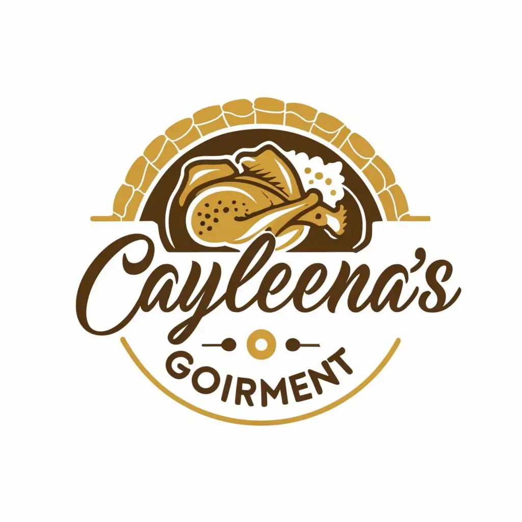 logo, oven cooked chicken, with the text "Cayleena's Gourment", typography, be used in Restaurant industry