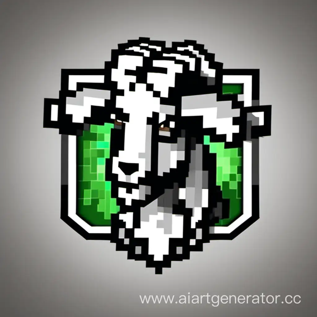 Лого с участием Козла из игры "майнкрафт" без надписей и однотонным фоном
