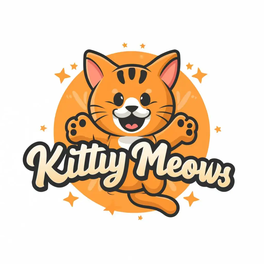 """
logo, A happy cat, with the text "Kitty Meows", typography, be used in Retail industry

"""