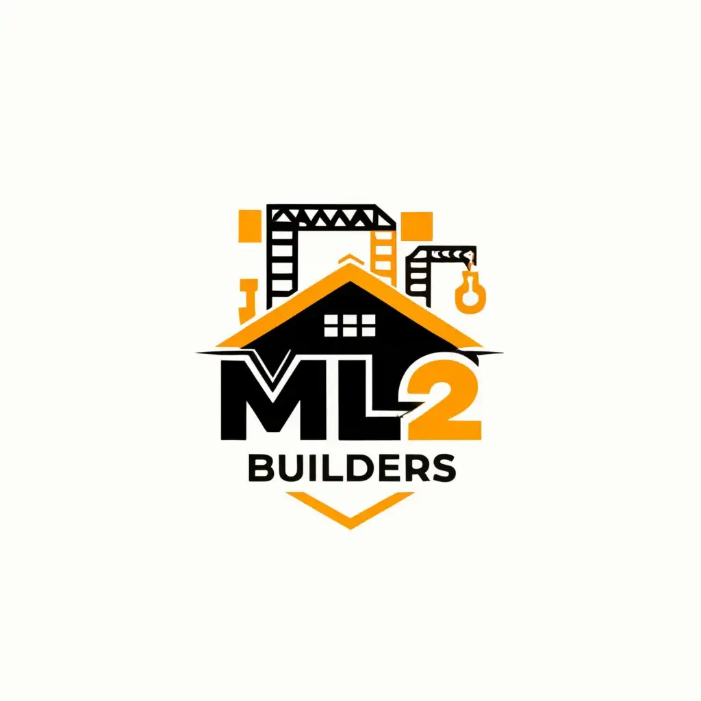 a logo design,with the text "ML² Builders", main symbol:House, MLL, hard hat,complex,be used in Construction industry,clear background