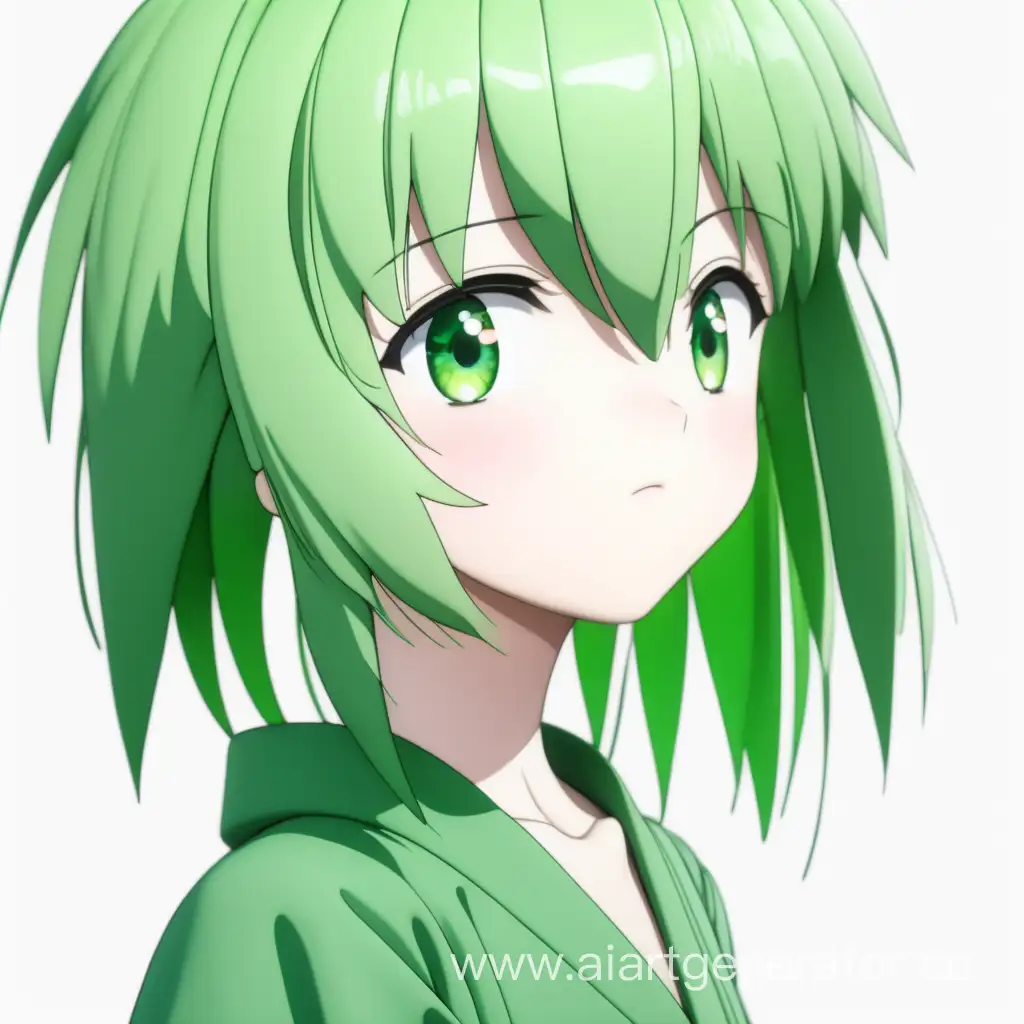 Vibrant-Green-Anime-Character-on-Clean-White-Background-in-High-Resolution-4K