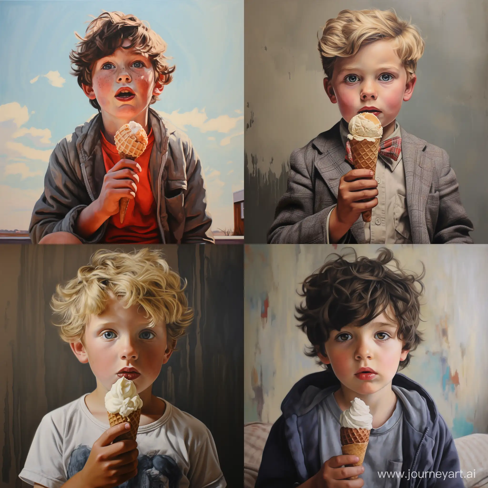 portrait of a boy eating ice cream