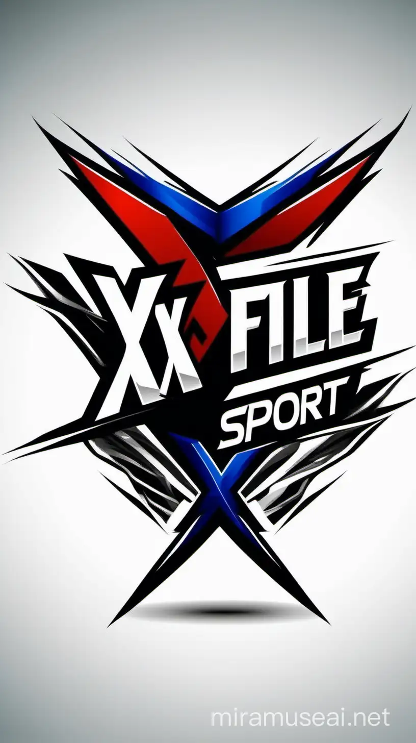 logo vektor bertulisan "X-FILE","AUTO SPORT",buat tampak elegan dengan paduan warna hitam,merah,biru,konsep logo club motocross.background putih