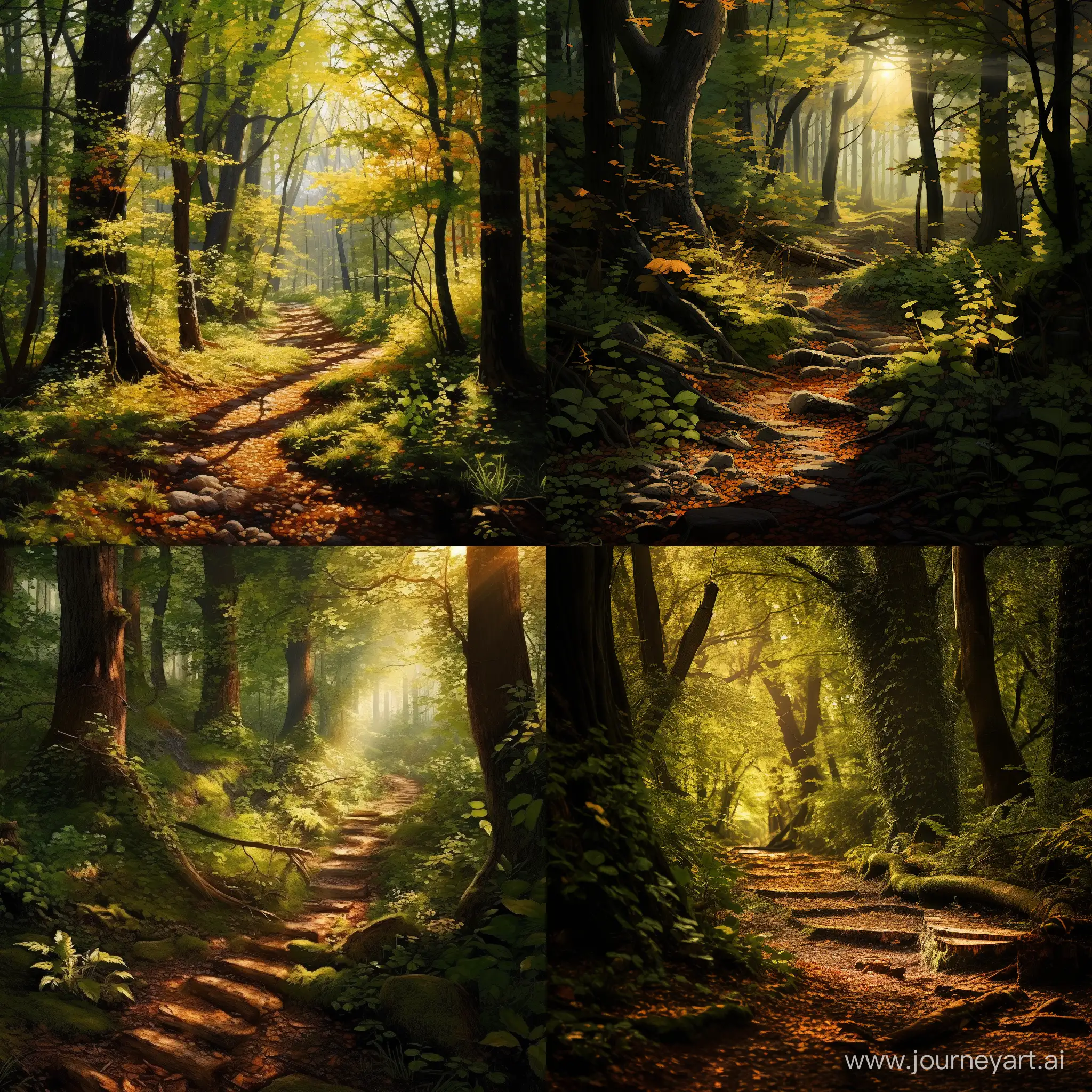 Enchanting-Forest-Path-with-Sunlit-Patterns
