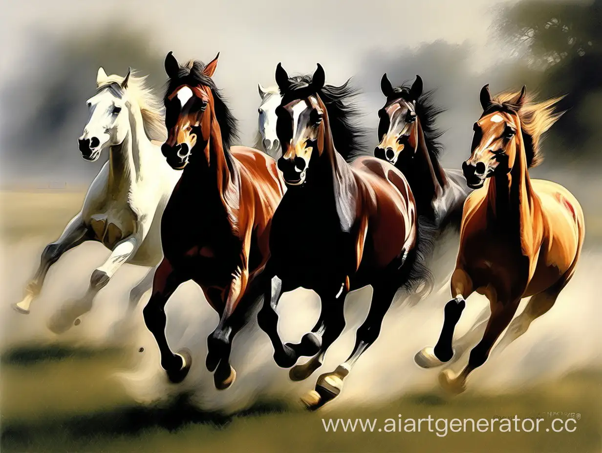 Elegant-Horses-Galloping-Across-Vibrant-Countryside-Landscape