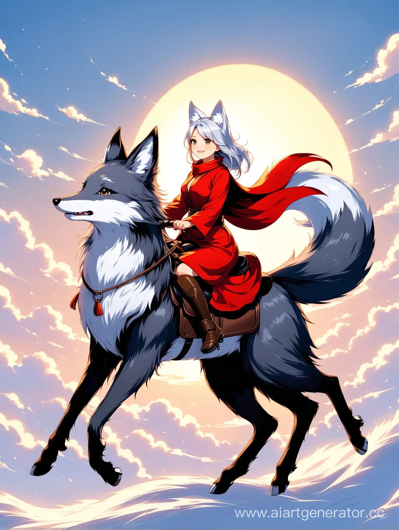 Silver-Fox-Riding-Majestic-Beast-in-Surreal-Art
