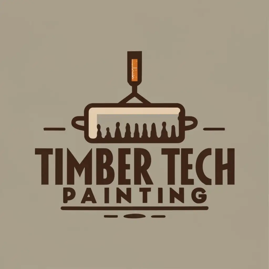 logo, Paint Roller, simple, drawing, art deco, 2 color, with the text "Timber Tech Painting", typography, be used in Construction industry, 