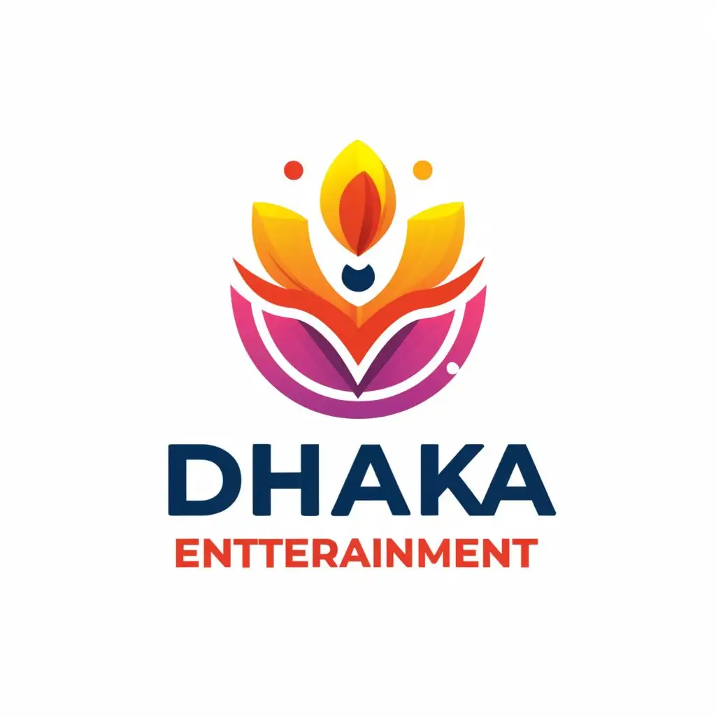 LOGO-Design-For-Dhaka-Entertainment-Vibrant-Typography-with-Food-Icon-on-a-Clean-Background