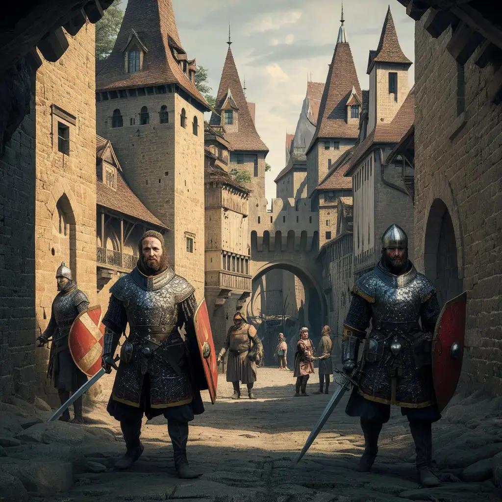 Medieval-Stone-City-Interior-with-Guards