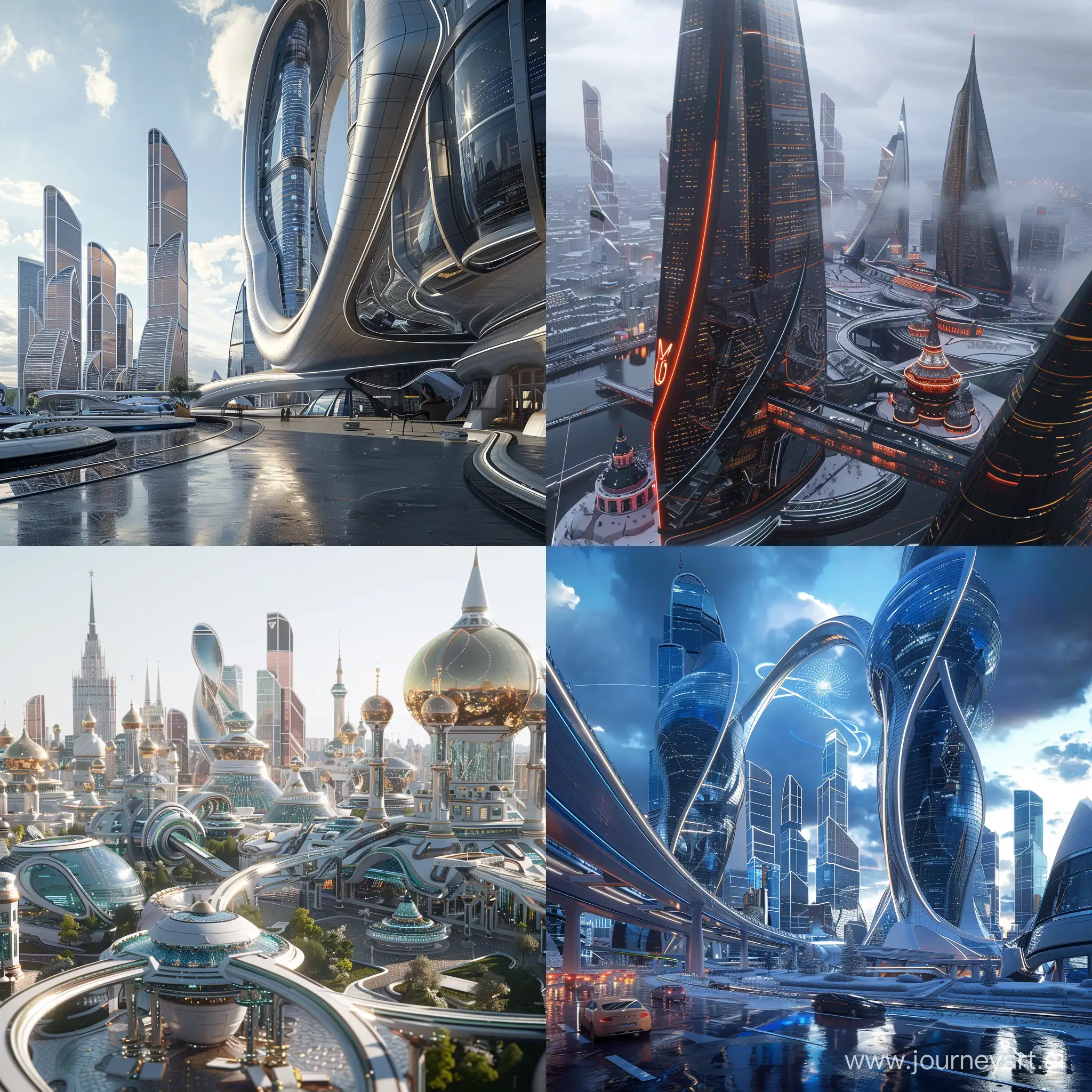 Futuristic Moscow, world of high tech, world of smart materials, octane render