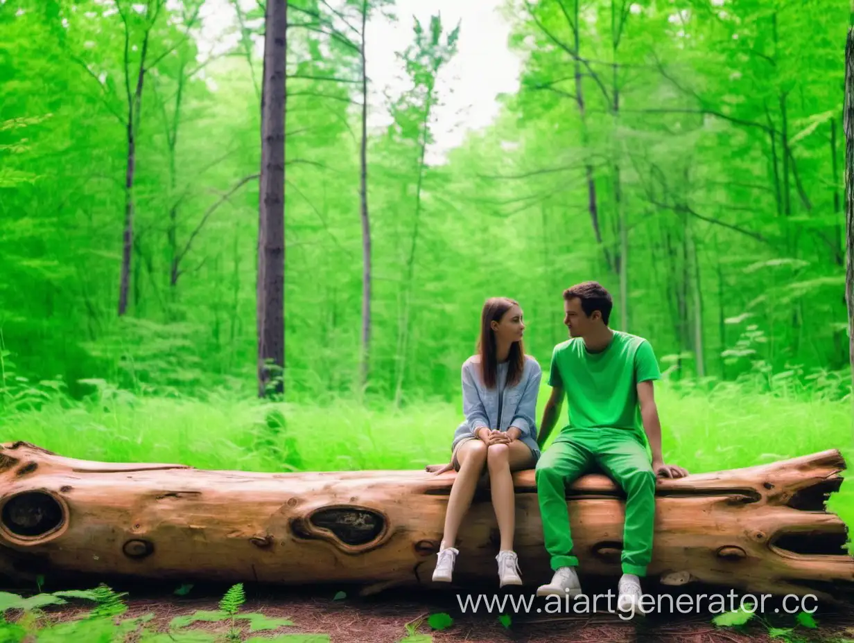 Romantic-Couple-Sitting-on-Log-in-Lush-Green-Forest