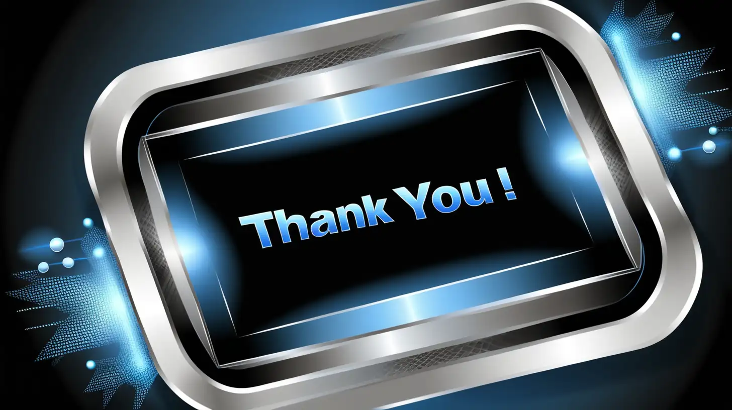 thank you in high-tech style blue, black, silver