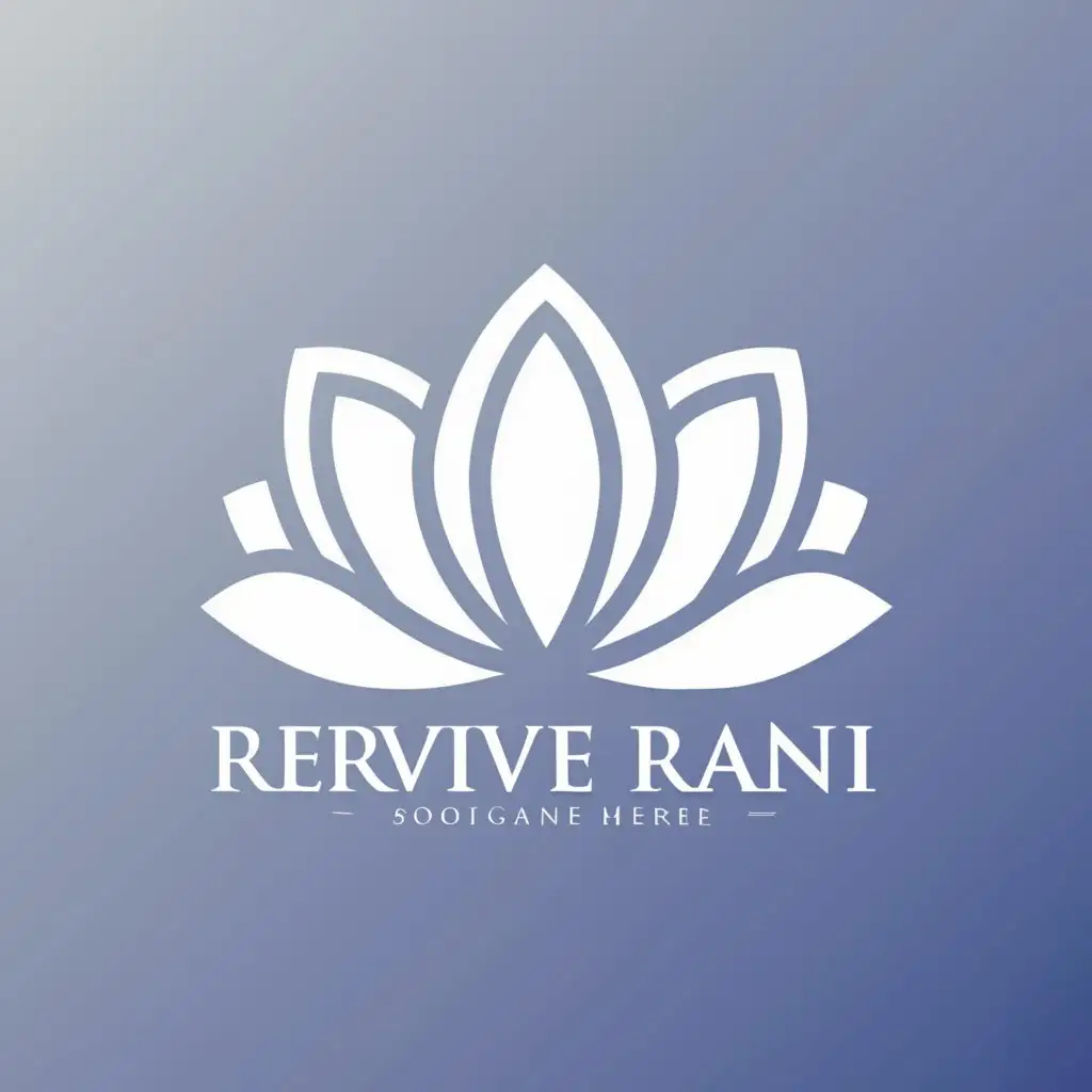 a logo design,with the text "Revive Rani", main symbol:lotus flower,Minimalistic,clear background