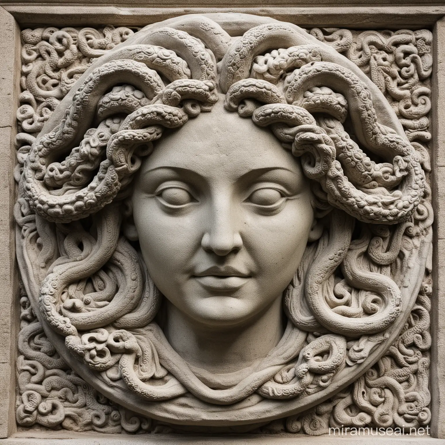 Ancient Stone Medusa Statue Face Sculpture