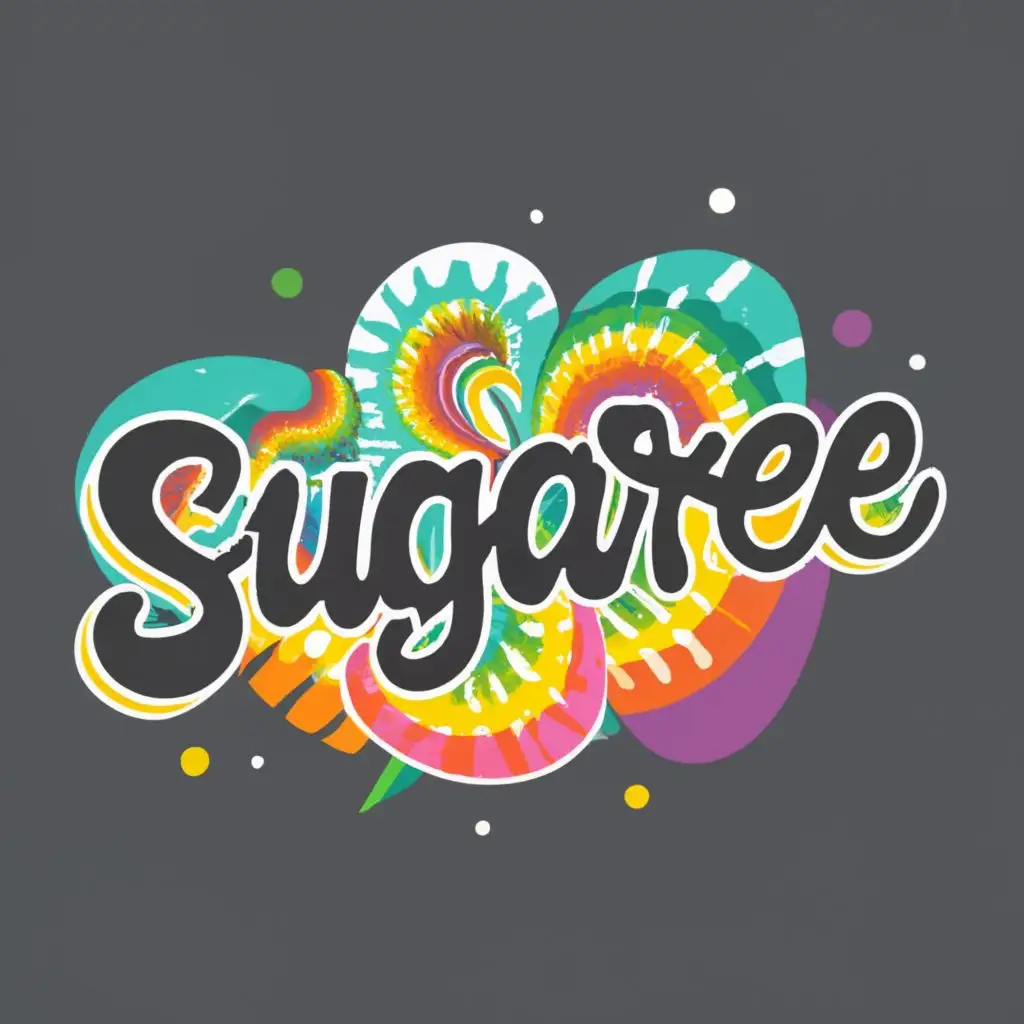 logo, tie dye bubble, with the text "SUGAREE", typography, be used in Entertainment industry