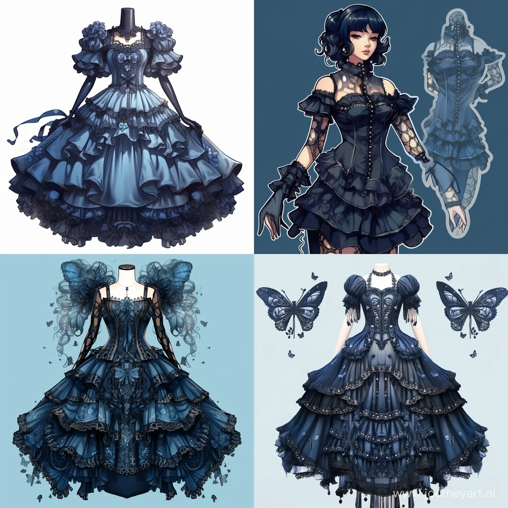 Kawaii-Gothic-Fashion-Reference-Sheet-in-HighResolution-Blue