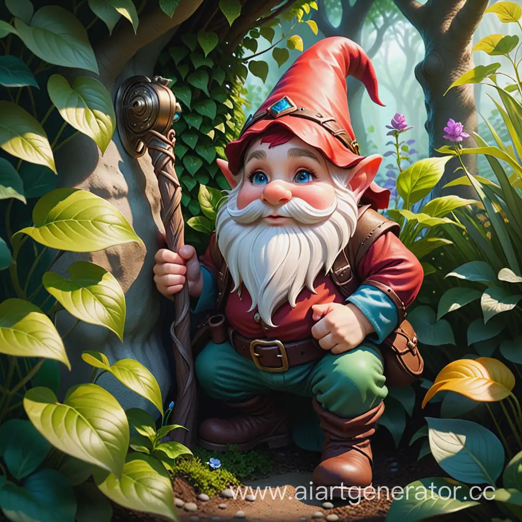 Fantasy-Gnome-Bard-Concealed-in-Bushes