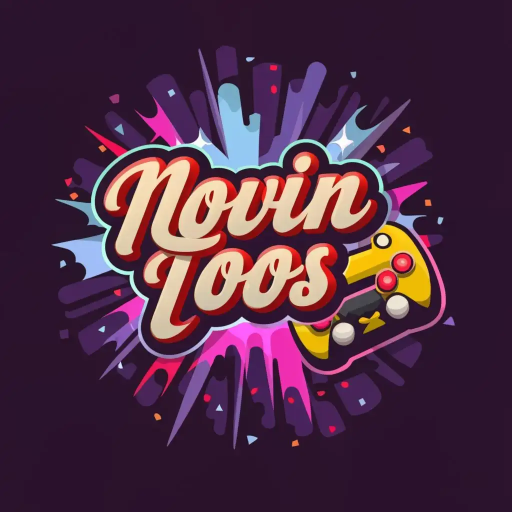 logo, game gamer TV channel YouTube Instagram Telegram, with the text "Novintoos", typography, be used in Entertainment industry