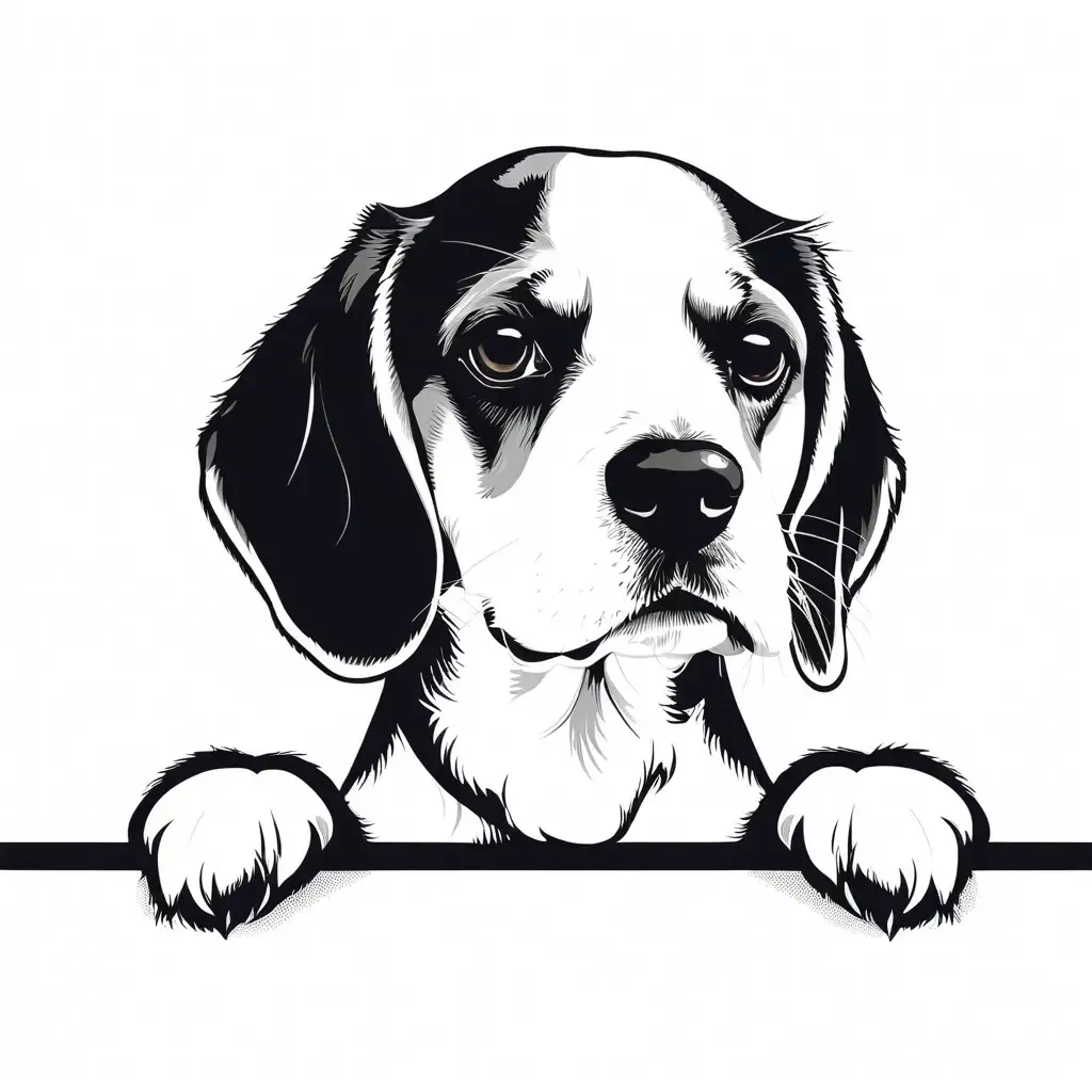Adorable Beagle Vector Art on Pure White Background