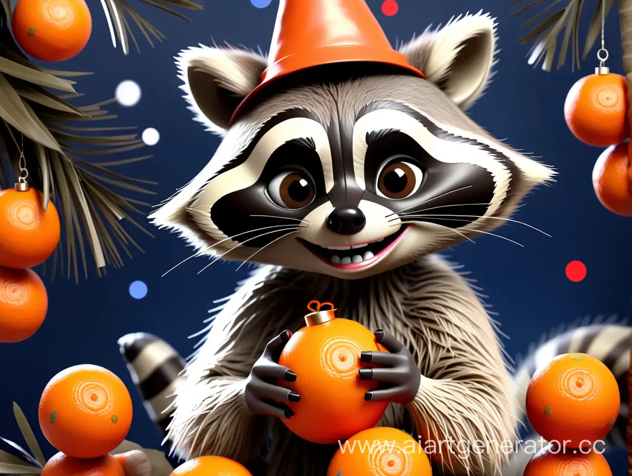 Celebratory-Raccoon-Wishing-New-Year-with-Tangerines