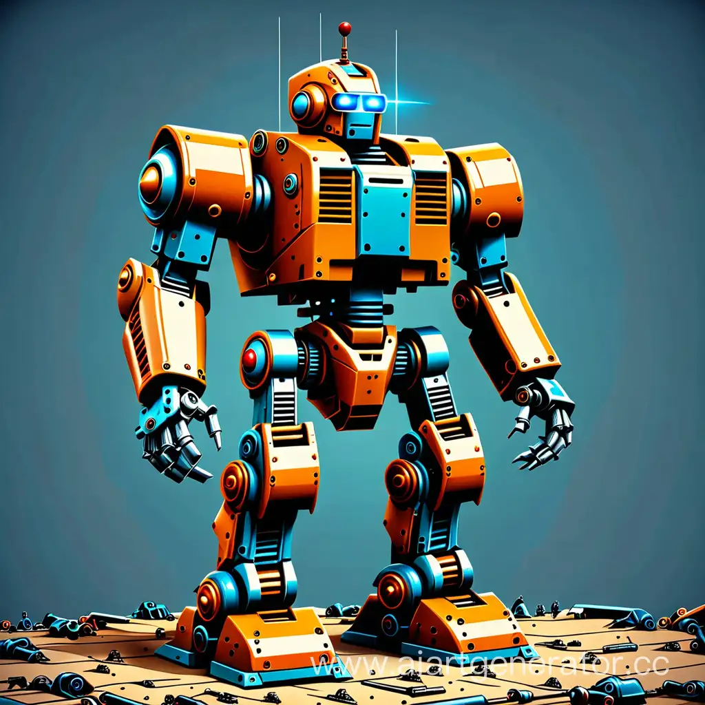 Vintage-Battle-Robot-in-Retro-Futuristic-Setting