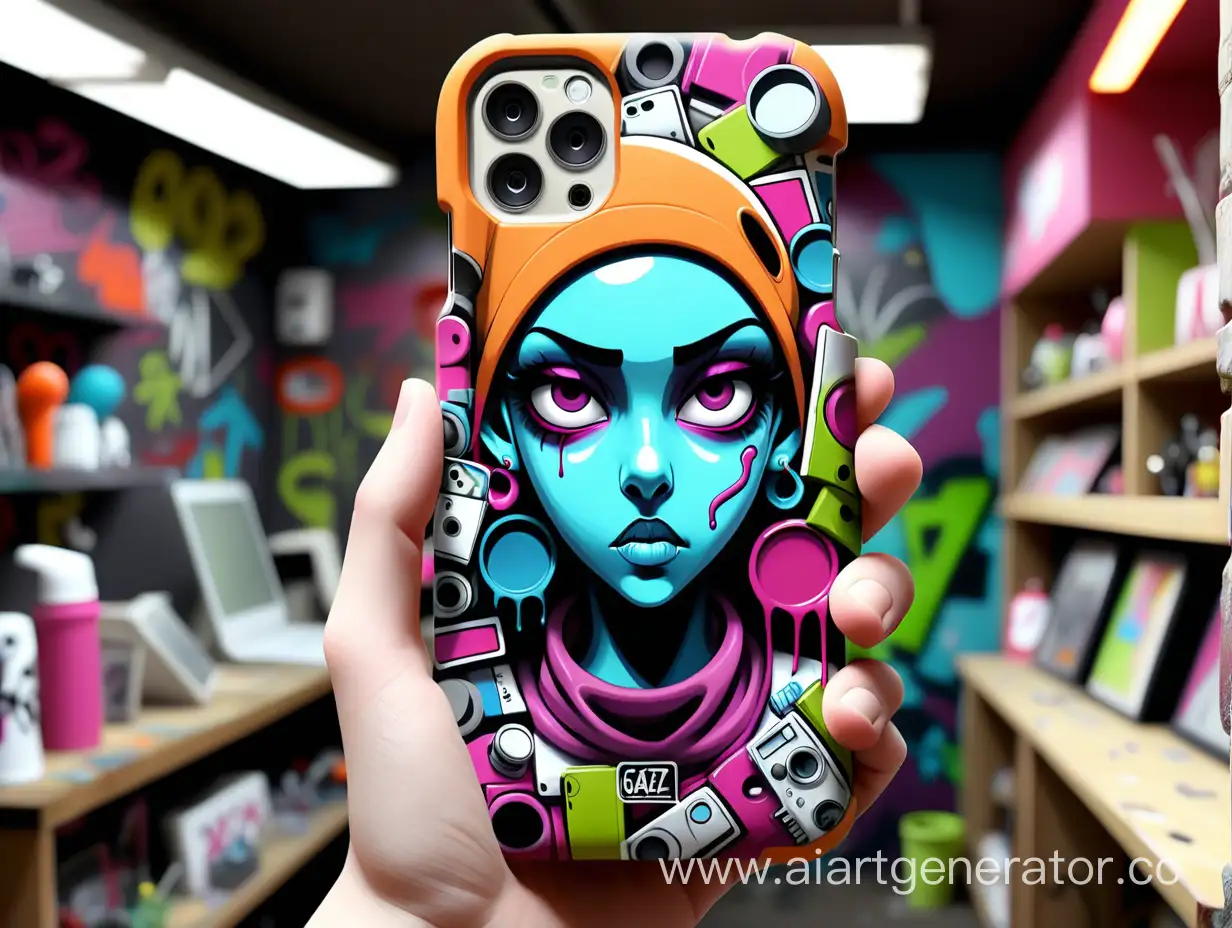 Colorful-Graffiti-Shop-with-Smartphone-Case-Display