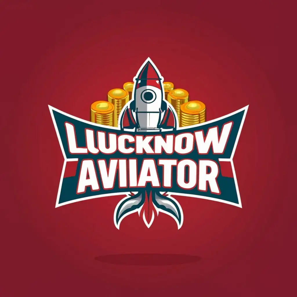 LOGO-Design-for-Lucknow-Aviator-Red-and-Gold-with-Rocket-and-Dragon-Theme-for-Retail-Industry