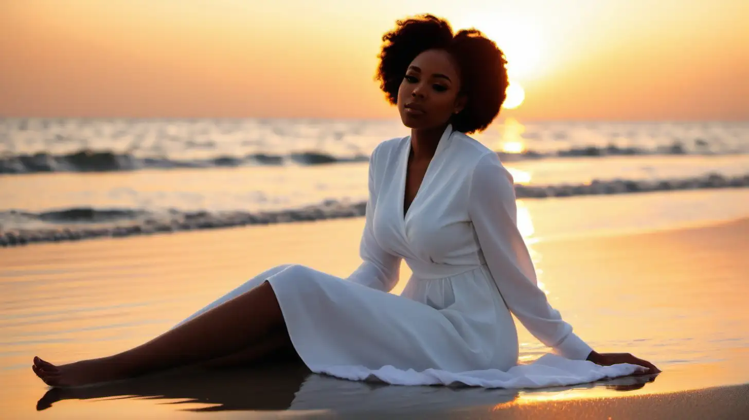 Stunning Black Women Enjoying Serene Beach Sunset