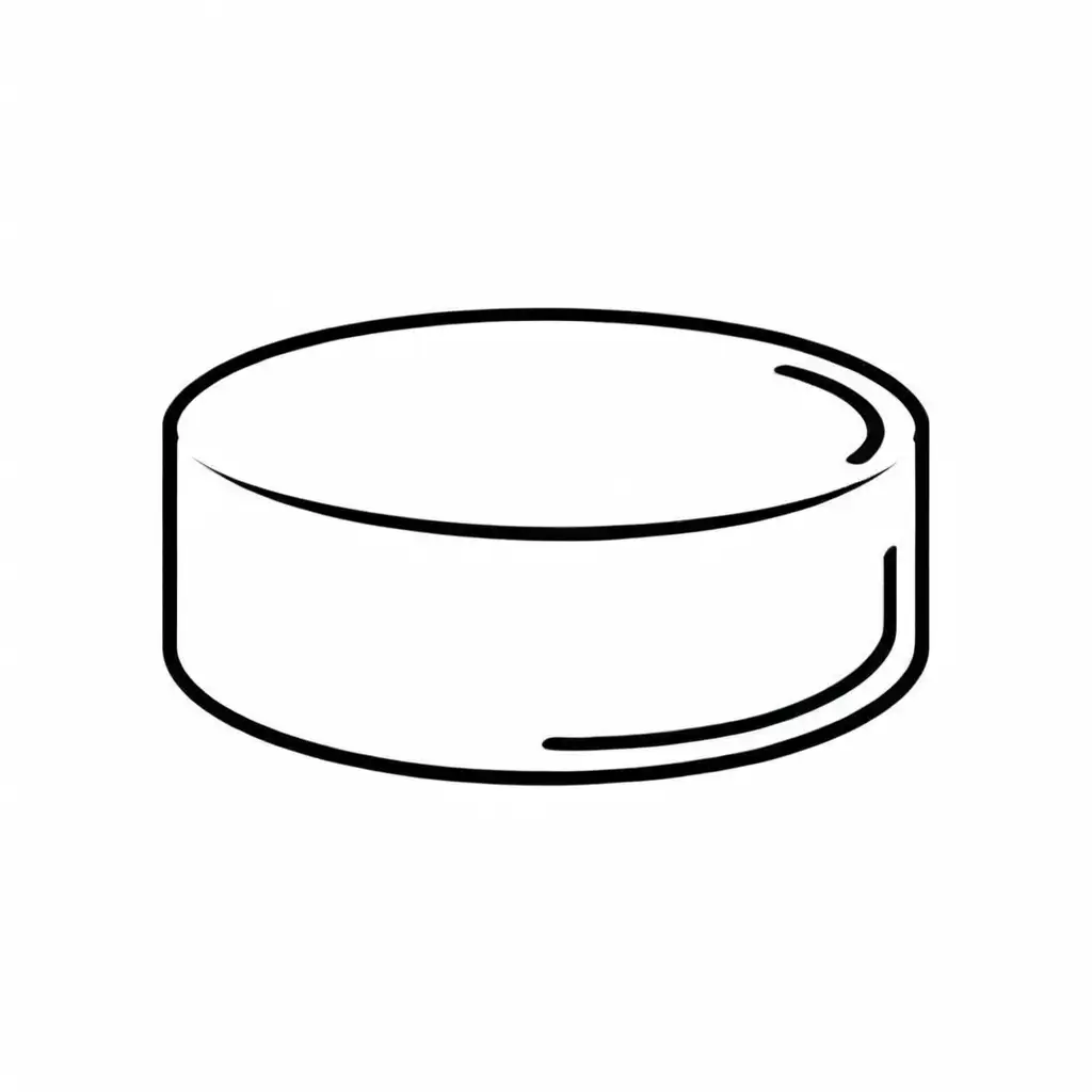 a simple black and white vector image of a hockey puck with thick black lines on a white background, minimalism, vector art