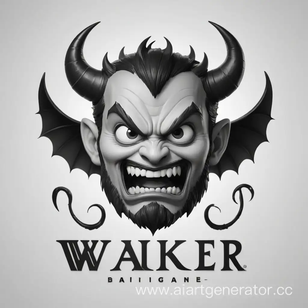 логотип чёрно белый с эмодзи дьявола и надписью Walker