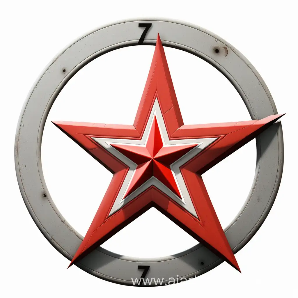 logo, 7 and red star

