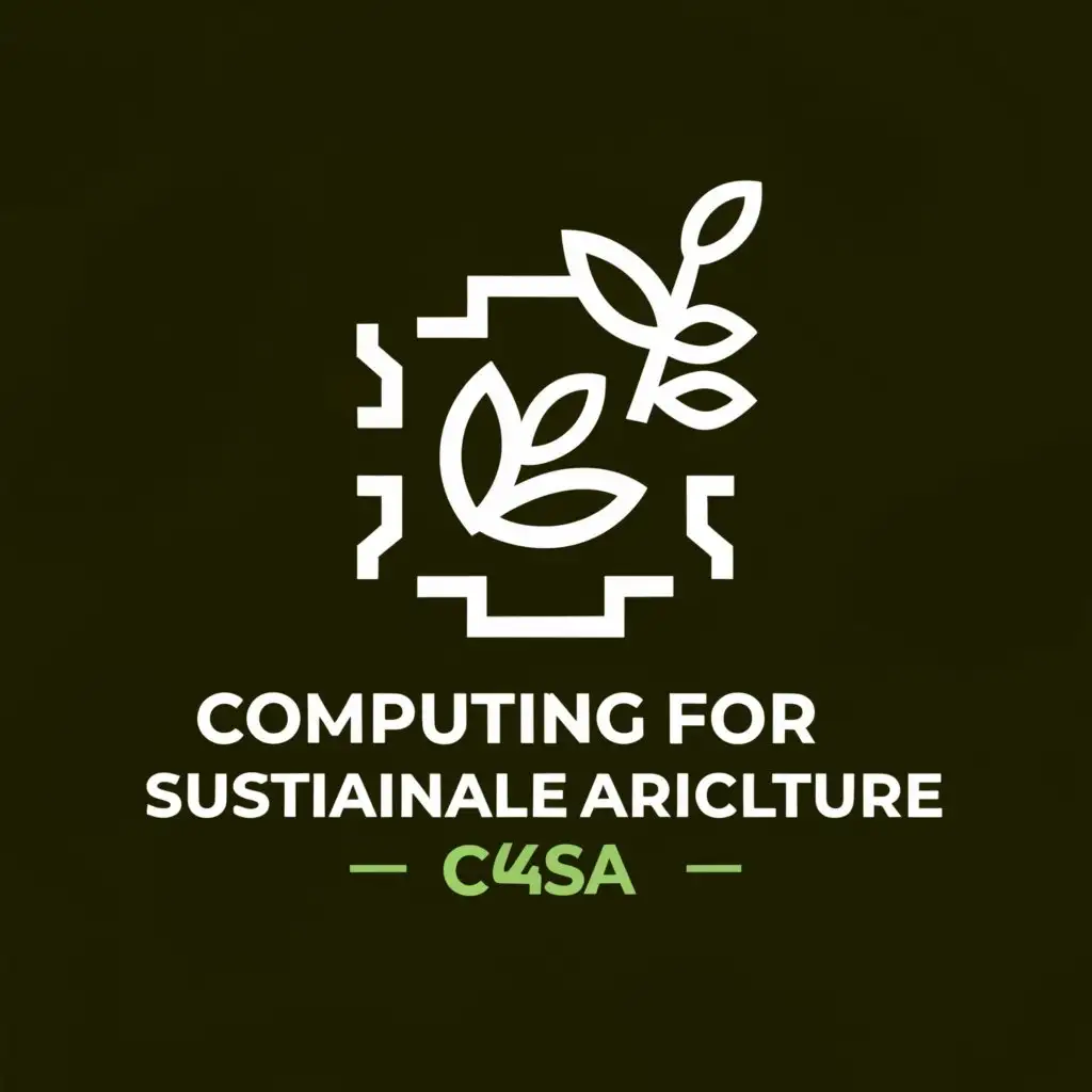 a logo design,with the text "Computing for Sustainable Agriculture (C4SA)", main symbol:The "Computing for Sustainable Agriculture (C4SA)" research group focuses on using advanced computing technologies to promote sustainability in agriculture practices. By analyzing vast amounts of agricultural data through data analytics, machine learning, and artificial intelligence techniques, the group provides farmers and agricultural stakeholders with actionable information and decision support tools to improve productivity and sustainability across the agricultural value chain. Through close collaboration with industry partners, government agencies, and academic institutions, the group aims to translate research findings into practical solutions that address real-world challenges faced by farmers and agricultural communities, driving innovation and fostering sustainable practices that ensure food security, environmental stewardship, and economic prosperity for present and future generations.,Moderate,clear background