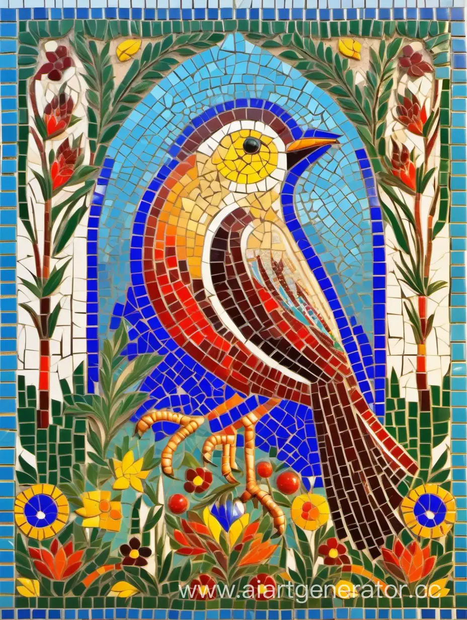 живописная мозаика русская народная добрая птица стилизованная