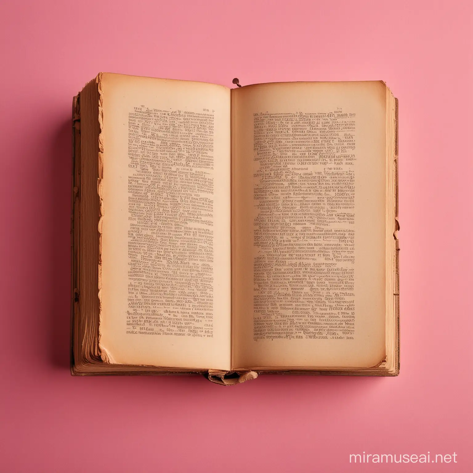 Vintage Opened Book on Pink Background