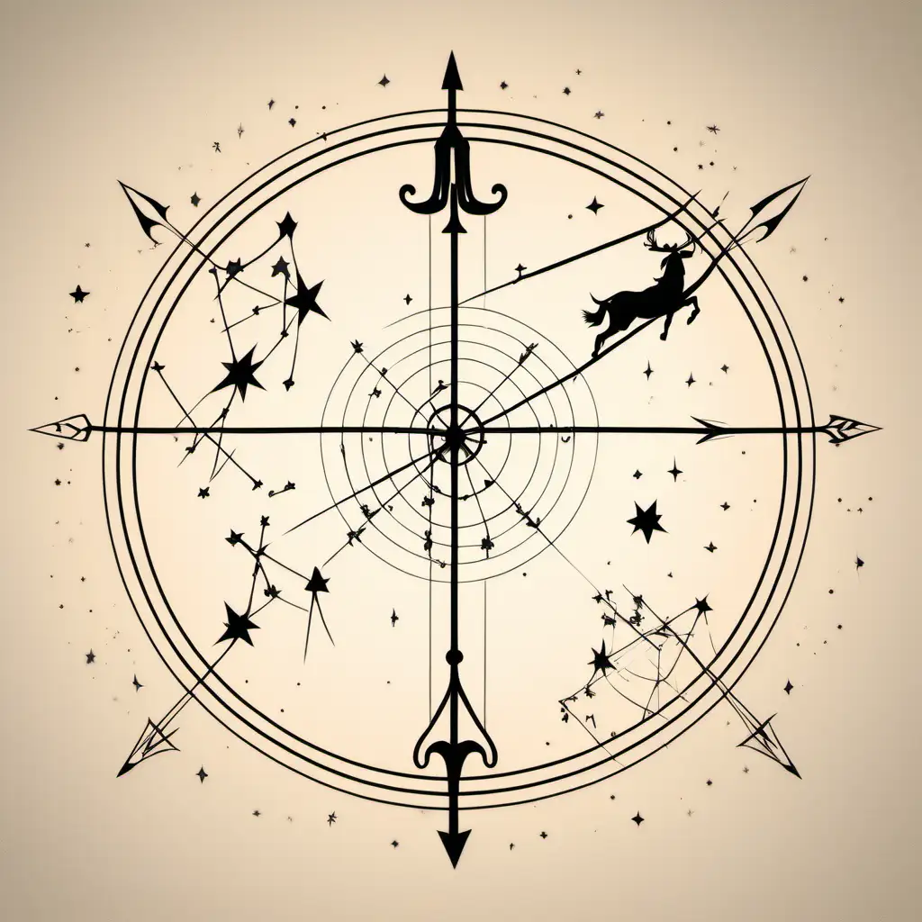 Minimalistic Sagittarius Archer Embracing the Stars