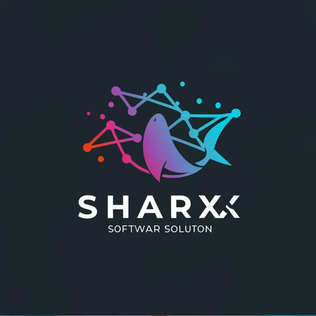 a logo design, with the text 'Shark.X Softwear Solution', main symbol: Shark full body have and on network signals, Moderate, clear background