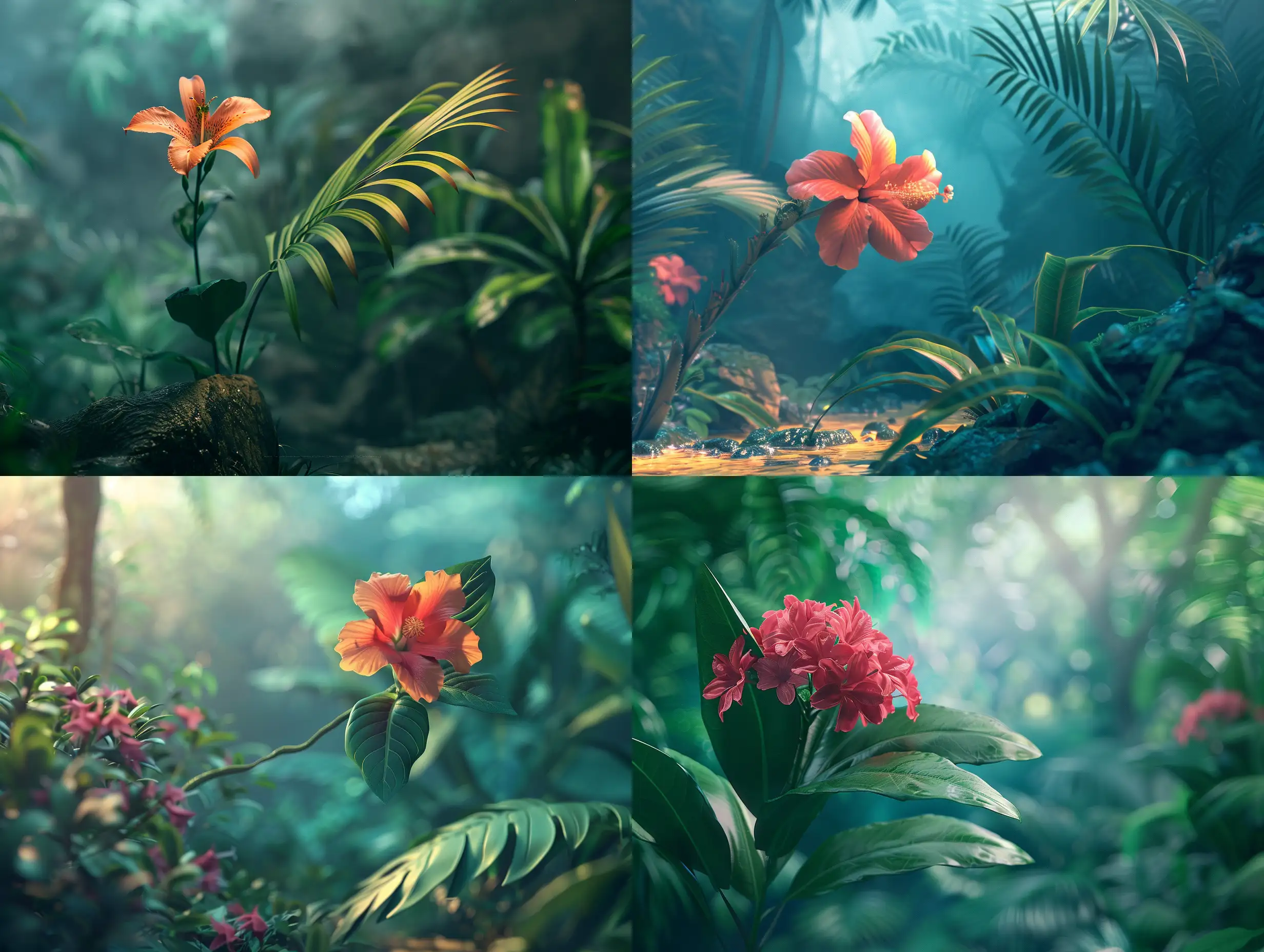  There is a flower from the city of Taif, which is located in Saudi Arabia, on one of the Shifa farms, Landscape, Realism, Cinema 4D, Atmospheric perspective, Vibrant Colors, Jungle, Mirrorless Camera, Cinematic Lighting, Love‎,