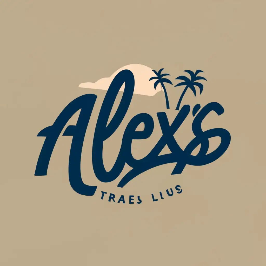 logo, beach, with the text "Alex's", typography, be used in Travel industry