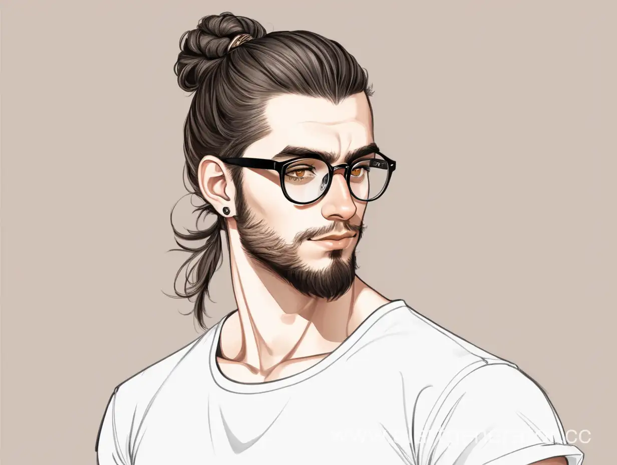 Young-Bearded-Man-with-Man-Bun-in-Glasses-and-Stylish-Accessories