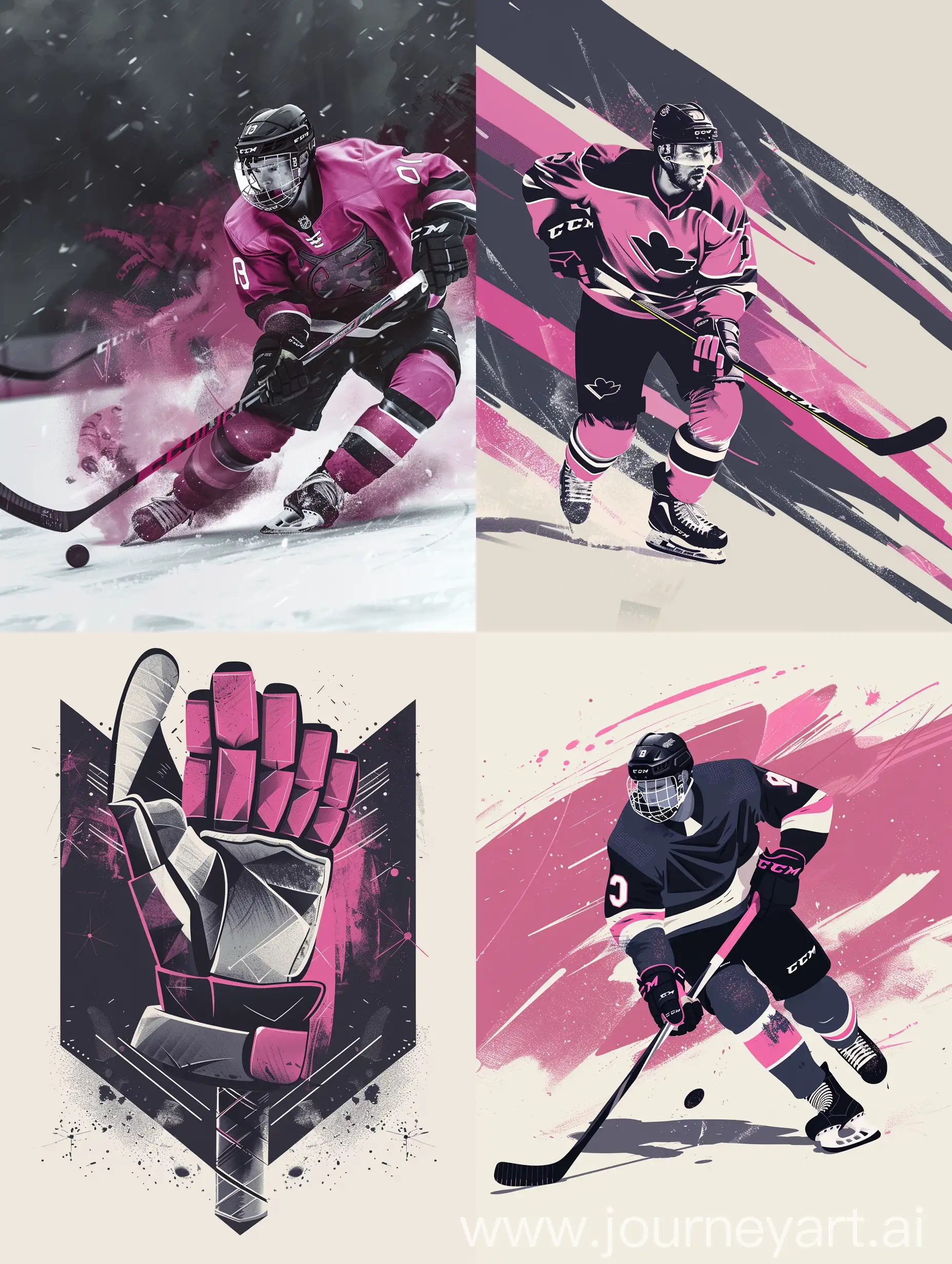 create a handout for ice hockey use dark pink, dark grey and white colour