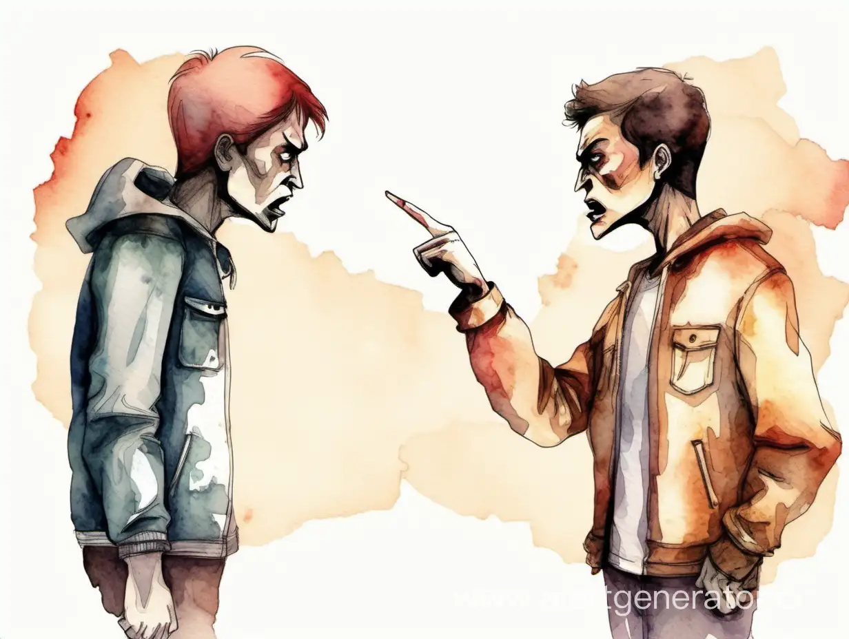 Confrontation-in-Watercolor-Intense-FingerPointing-Scene