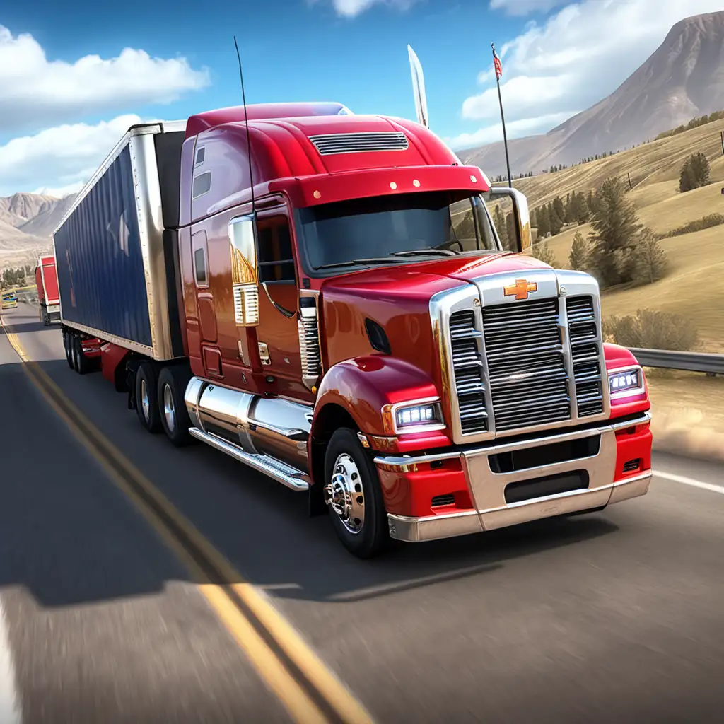 Red American Truck Simulator Realistic Truck Driving Experience