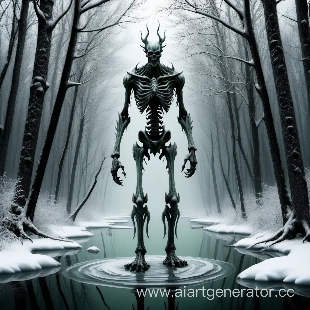 Towering-Frost-King-Gaunt-and-Resolute-Humanoid-Monster-Standing-on-Waters-Surface