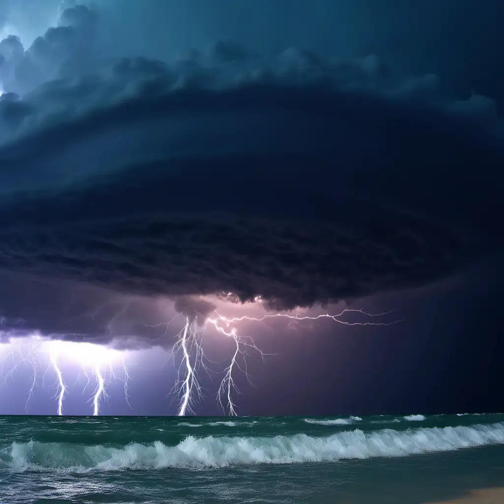 Dramatic Thunderstorm Over the Ocean