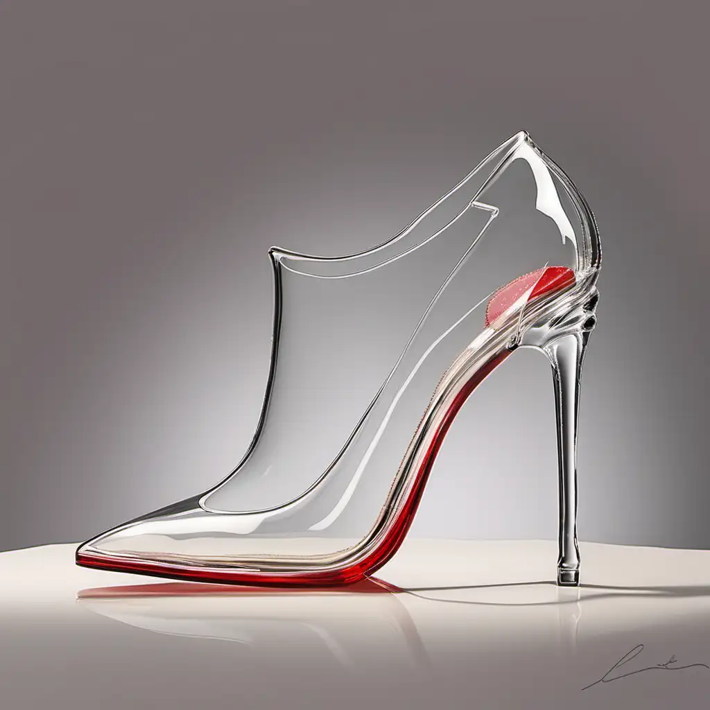 Elegant Clear Glass Stiletto Art with Red Bottoms