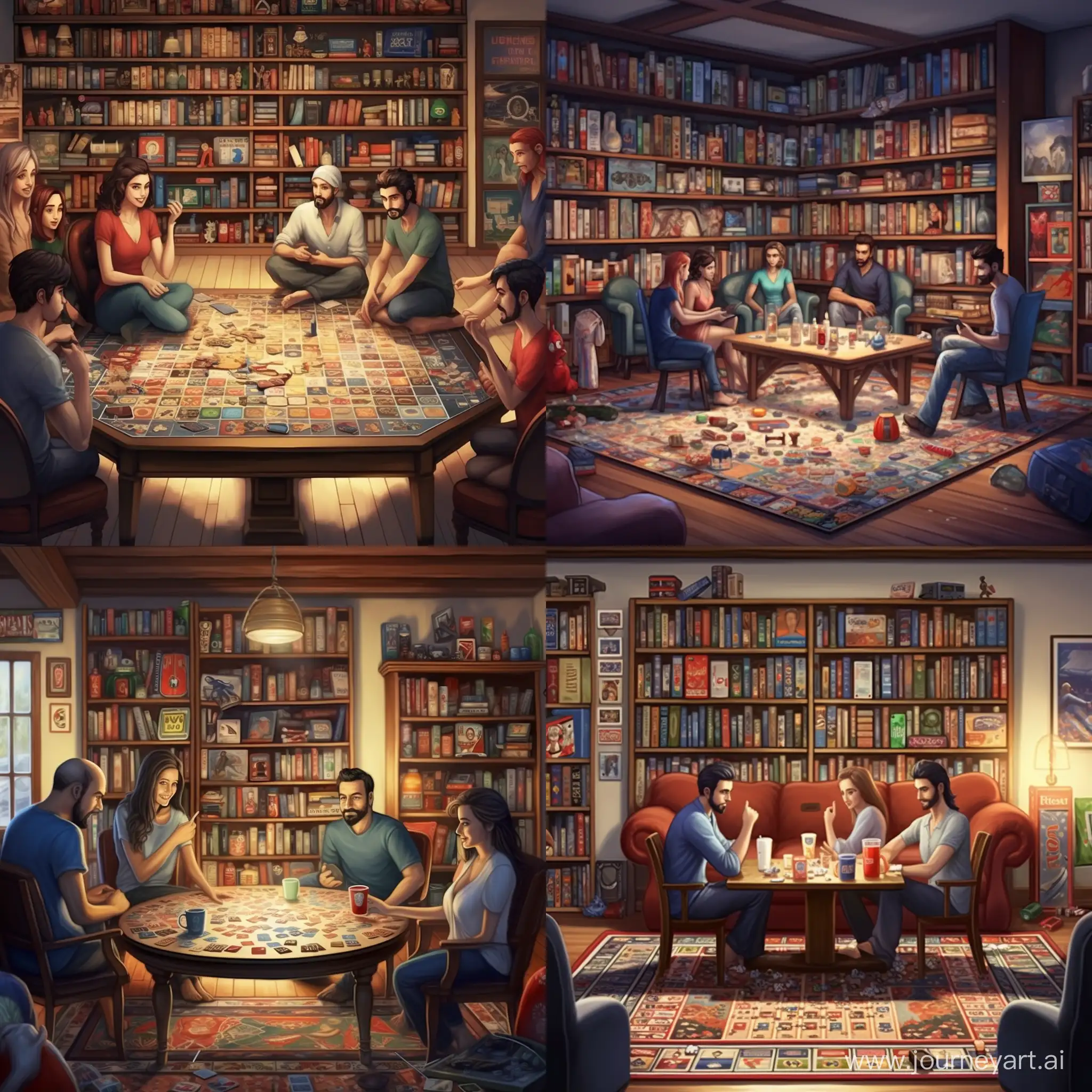 Friends-Enjoying-HyperRealistic-Board-Game-Party-in-Cozy-Living-Room
